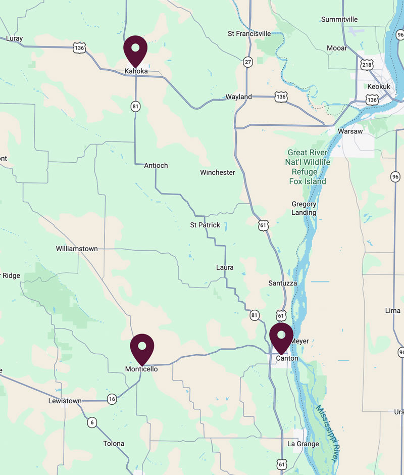Map of Bank of Monticello Locations